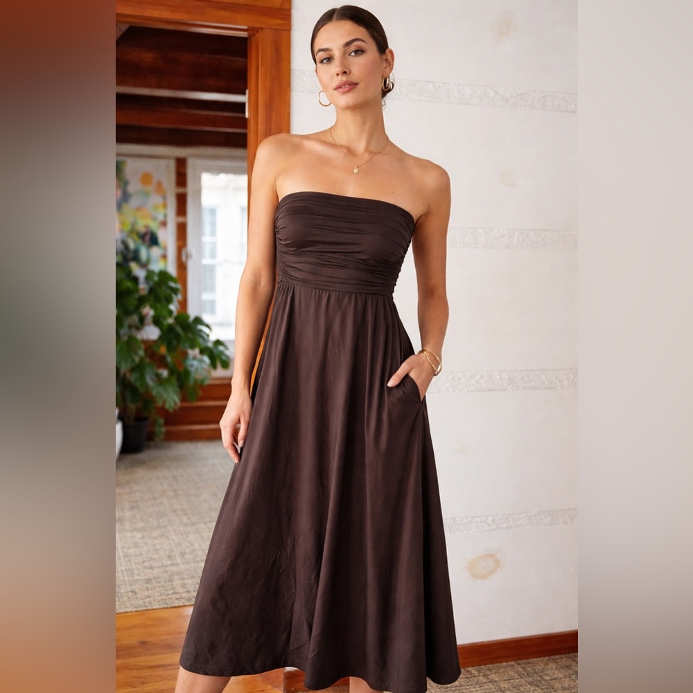 Convertible Maxi Skirt / Strapless Dress – Dark silver grey – Size S/M